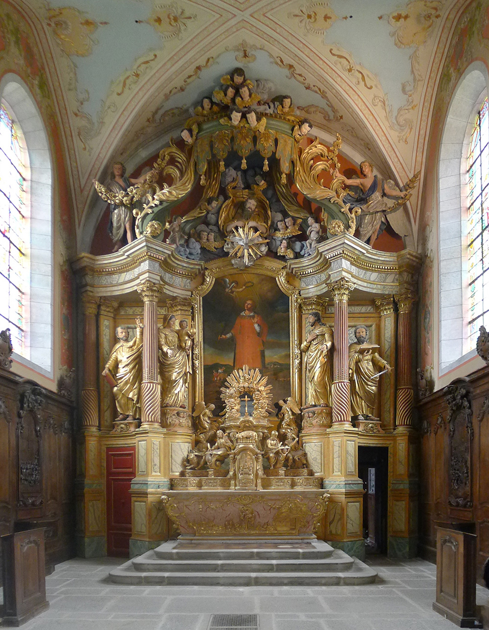 Détail du retable de l'église Saint-Valère de Goux-les-Usiers